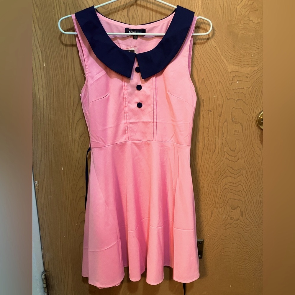 Pink and navy brunch dress, women’s medium, NWT